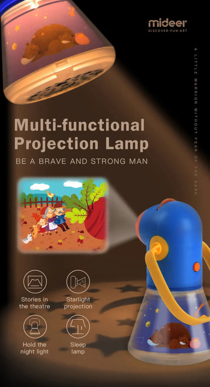 Multi-functional projection lamp with starlight projection feature on a dark background